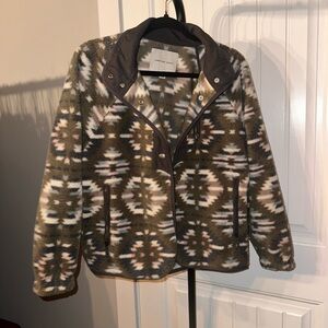 American Eagle Size Small Oversized Aztec Patterned Fleece Snap Jacket